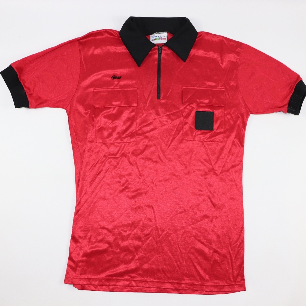 80s New Doss Mens Medium Soccer Referee Jersey Red
